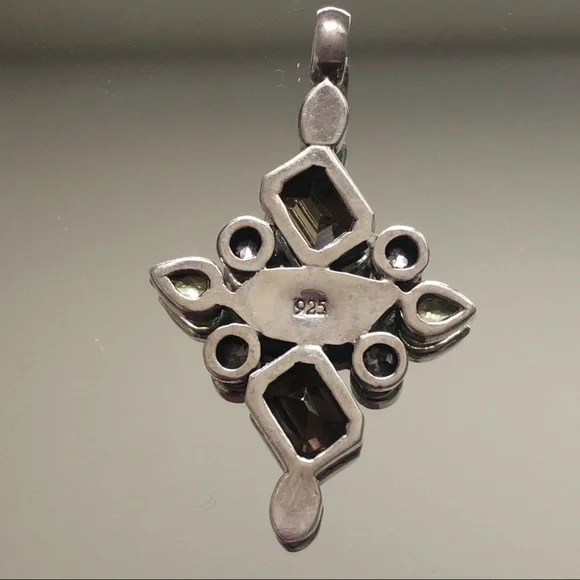 Turquoise Amethyst Peridot Topaz Sterling Silver Pendant - Picture 6 of 11